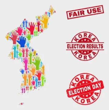 Composition of Poll Korea Map and Grunge Fair Use Stamp Illustrazione stock