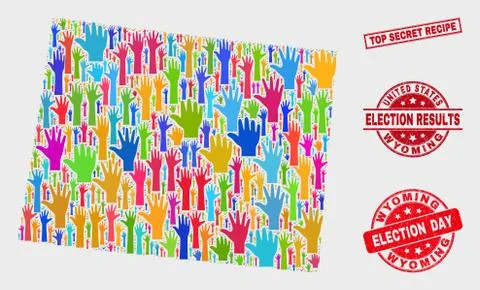 Composition of Poll Wyoming State Map and Scratched Top Secret Recipe Stamp Stock Illustration