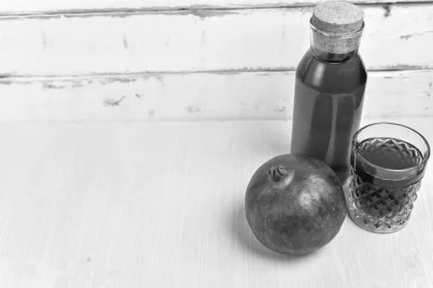 Composition of pomegranate with juice Stock Photos