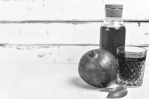 Composition of pomegranate with juice Stock Photos