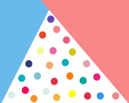 Composition poster screensaver triangles blue pink circles of different color Stock Illustration