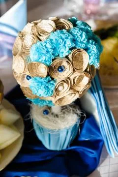 Composition of pretty paper flowers Stock Photos