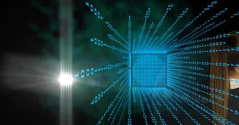 Composition of processor with binary coding and data processing 스톡 일러스트