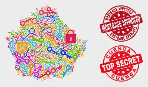 Composition of Protection Cuenca Province Map and Grunge Mortgage Approved Stock Illustration