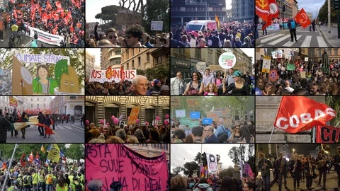 Composition on Protests in Italy during the year 2019.Social issue, protest Stock Footage 120525065