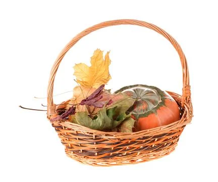 Composition of a pumpkin at the basket. Stock Photos
