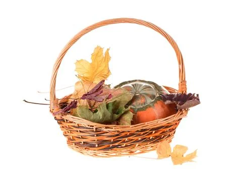 Composition of a pumpkin at the basket. Stock Photos