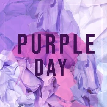 Composition of purple day text on pattern on purple background Foto stock