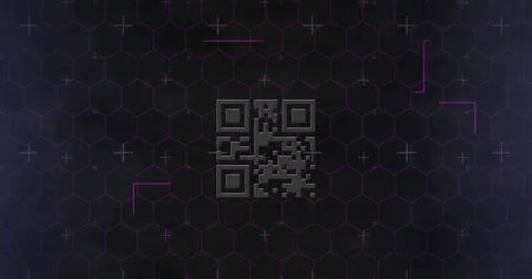Composition of qr code and data processing over markers Stock Illustration