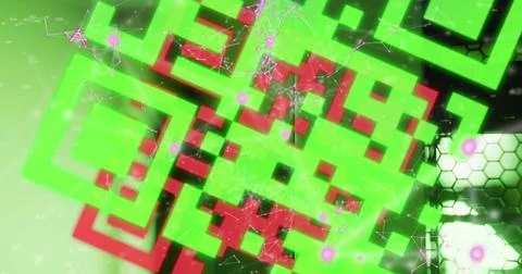 Composition of qr code and networks of connections over computer servers Stock-Illustration