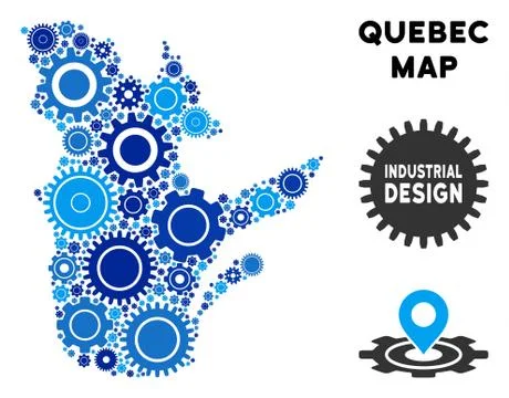 Composition Quebec Province Map of Gears Stock Illustration
