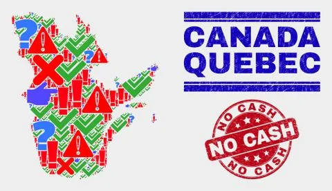 Composition of Quebec Province Map Symbol Mosaic and Scratched No Cash Stamp Stock Illustration