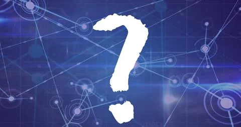 Composition of question mark over network of connections and data processing Stock Illustration