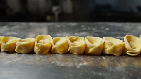 The Composition Of Raw Stuffed Pasta In A Kitchen Stock Footage 274055307