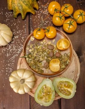Composition with raw vegetables and spices Stock Photos