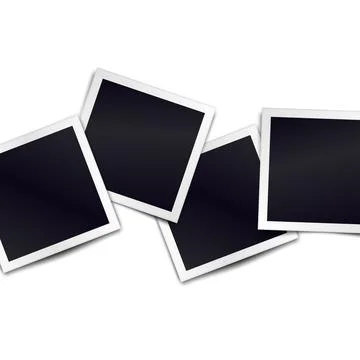 Composition of realistic black photo frames on light background. Mockups Illustrazione stock