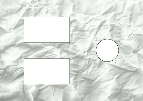 Composition of rectangular and circular copy spaces on crumpled paper texture Stock Photos