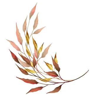 Composition of red and gold leaves. Isolated on white. Stock-Illustration
