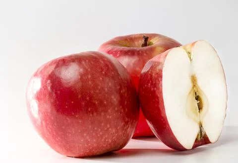 Composition of red apples on a white background Stock Photos