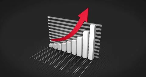 Composition of red arrow over statistics processing over black background Stock Illustration