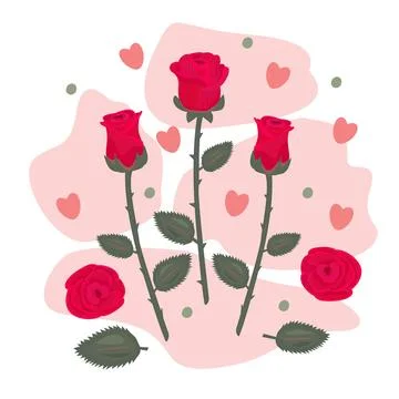 Composition of red roses Stock Illustration