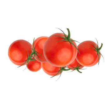 Composition of red tomatoes isolated on a white background Stock Photos