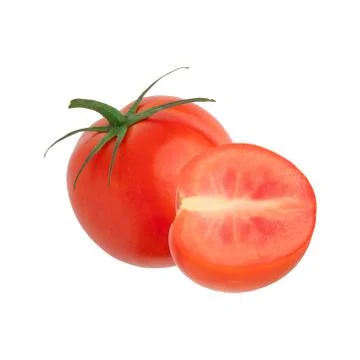 Composition of red tomatoes isolated on a white background Stock Photos