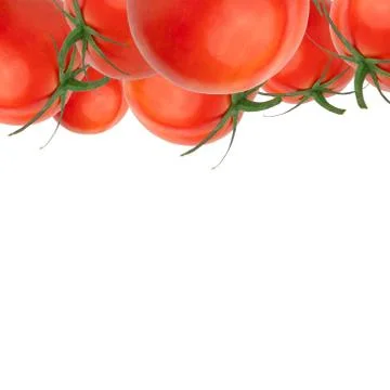 Composition of red tomatoes isolated on a white background Stock Photos