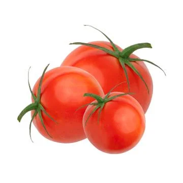 Composition of red tomatoes isolated on a white background Stock Photos