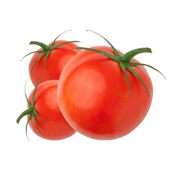 Composition of red tomatoes isolated on a white background Stock Photos