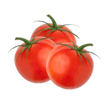 Composition of red tomatoes isolated on a white background Stock Photos