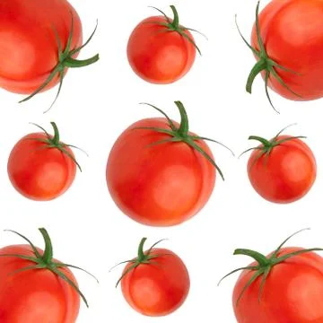 Composition of red tomatoes isolated on a white background Stock Photos