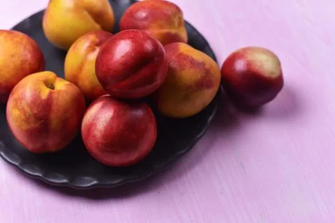 Composition of ripe peaches Stock Photos