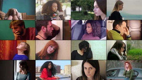 Composition on sad depressed lonely young people Video stock 171887181