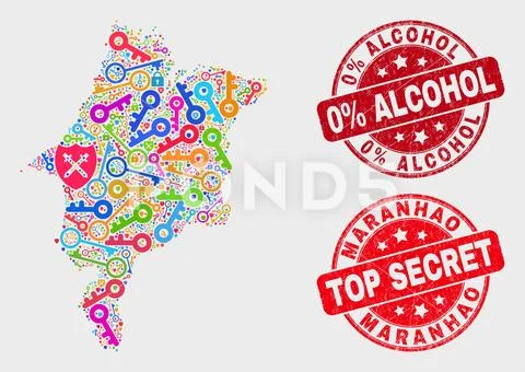 Composition of Safeguard Maranhao State Map and Distress 0% Alcohol Seal Stock Illustration