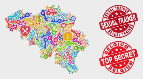 Composition of Safety Belgium Map and Distress Sexual Trainer Stamp Stock Illustration