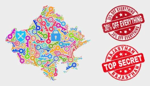 Composition of Safety Rajasthan State Map and Distress 30% Off Everything Illustrazione stock