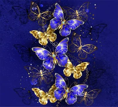 Composition with sapphire butterflies Stock Illustration