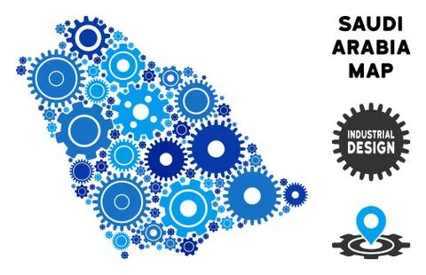Composition Saudi Arabia Map of Gears Stock Illustration