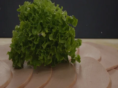 Composition of sausages and salad. Stock Footage 73035907