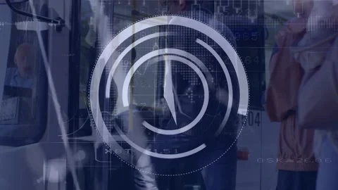 Composition of scope scanning and data processing over tech room with computer Stock Footage 326630089