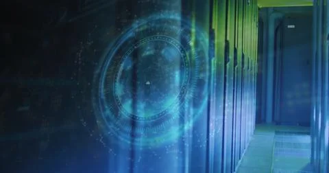 Composition of scope scanning and data processing over computer servers Stock Photos