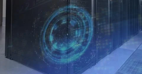 Composition of scope scanning and data processing over computer servers Stock Photos