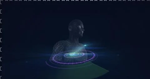 Composition of scope scanning with human body formed with binary coding Stockillustratie