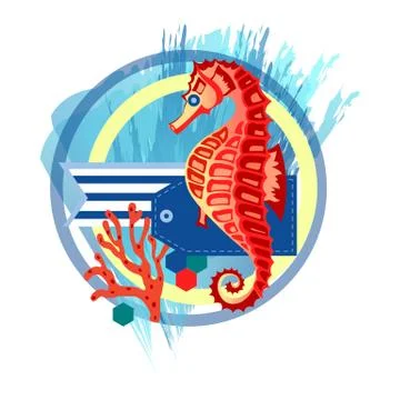 Composition with seahorse Stock Illustration