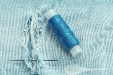Composition of seamstress, tailor, thread for sewing and for knitting Stock Photos