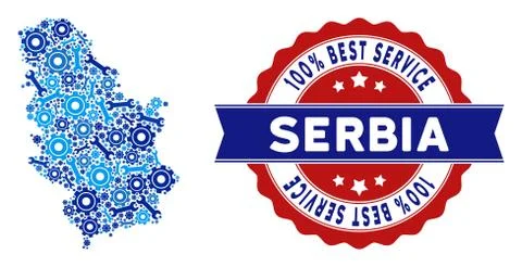 Composition Serbia Map of Service Tools Stock Illustration