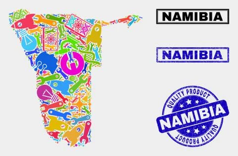 Composition of Service Namibia Map and Quality Product Watermark Illustrazione stock