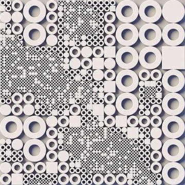 Composition of several geometric shapes circles and squares 库存插图