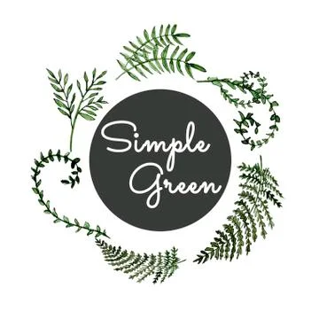 Composition with simple green leaves Stock Illustration